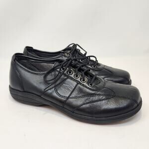 Abeo Black Leather Lace-Up Flats - Whimsy Goth, Office shoes